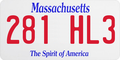 MA license plate 281HL3