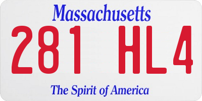 MA license plate 281HL4