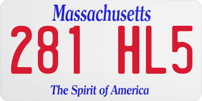 MA license plate 281HL5