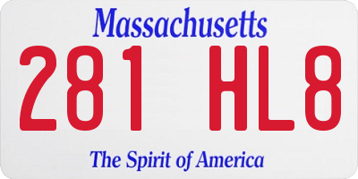 MA license plate 281HL8