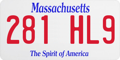 MA license plate 281HL9