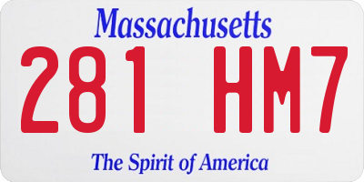 MA license plate 281HM7