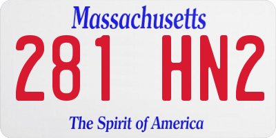 MA license plate 281HN2