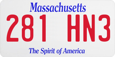 MA license plate 281HN3
