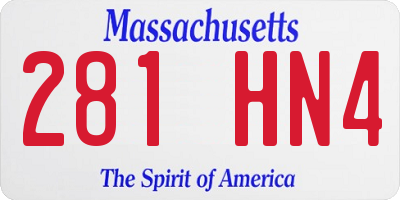 MA license plate 281HN4