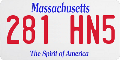 MA license plate 281HN5