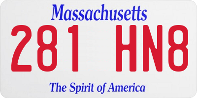 MA license plate 281HN8