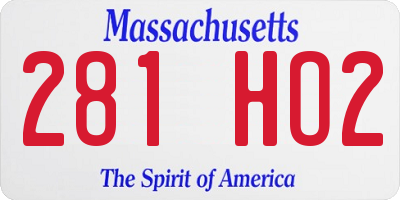 MA license plate 281HO2