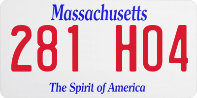 MA license plate 281HO4