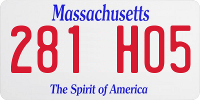 MA license plate 281HO5