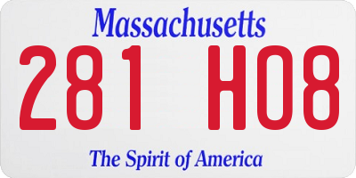 MA license plate 281HO8