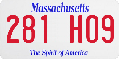MA license plate 281HO9
