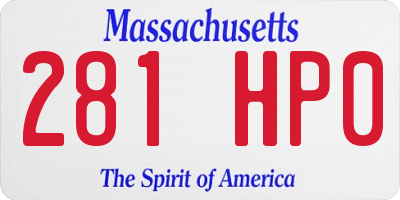 MA license plate 281HP0