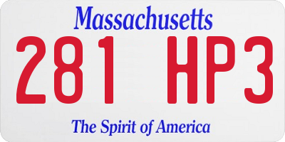 MA license plate 281HP3