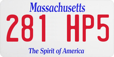 MA license plate 281HP5