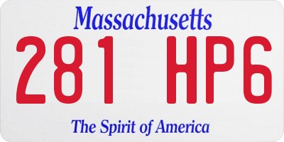 MA license plate 281HP6
