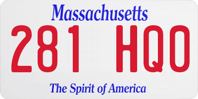 MA license plate 281HQ0