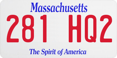 MA license plate 281HQ2