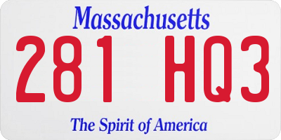 MA license plate 281HQ3