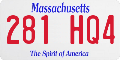 MA license plate 281HQ4