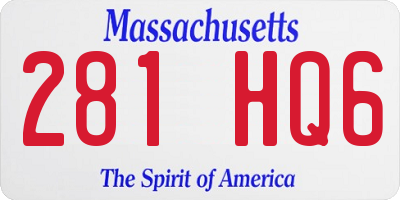 MA license plate 281HQ6