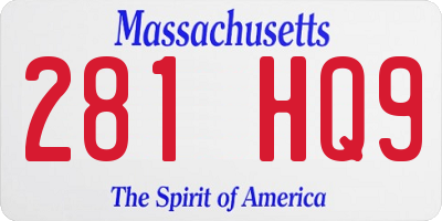 MA license plate 281HQ9