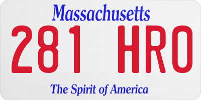 MA license plate 281HR0