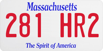 MA license plate 281HR2