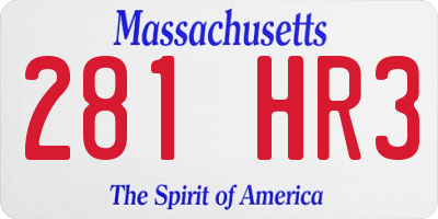 MA license plate 281HR3