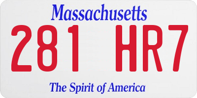 MA license plate 281HR7