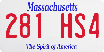 MA license plate 281HS4