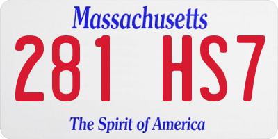 MA license plate 281HS7