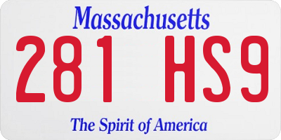 MA license plate 281HS9