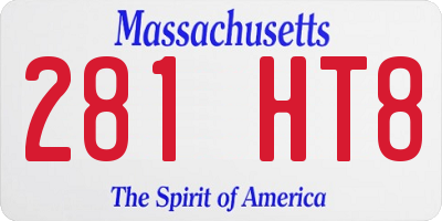 MA license plate 281HT8