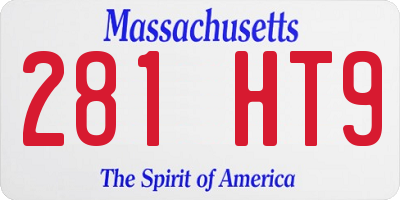MA license plate 281HT9