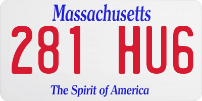 MA license plate 281HU6