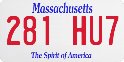 MA license plate 281HU7