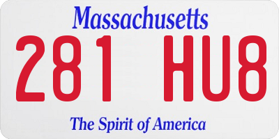 MA license plate 281HU8