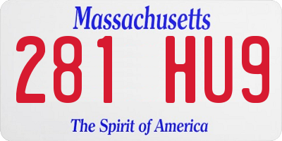 MA license plate 281HU9