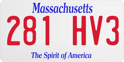 MA license plate 281HV3