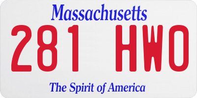 MA license plate 281HW0