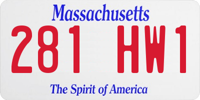 MA license plate 281HW1