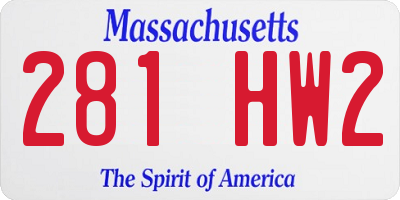 MA license plate 281HW2