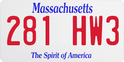 MA license plate 281HW3