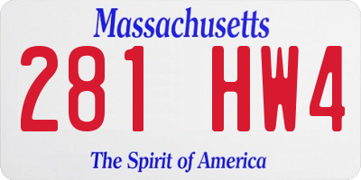 MA license plate 281HW4