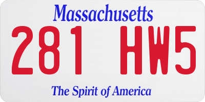 MA license plate 281HW5