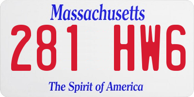 MA license plate 281HW6