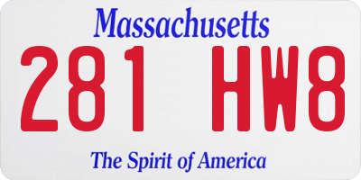 MA license plate 281HW8