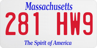 MA license plate 281HW9