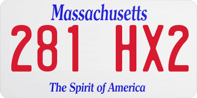 MA license plate 281HX2